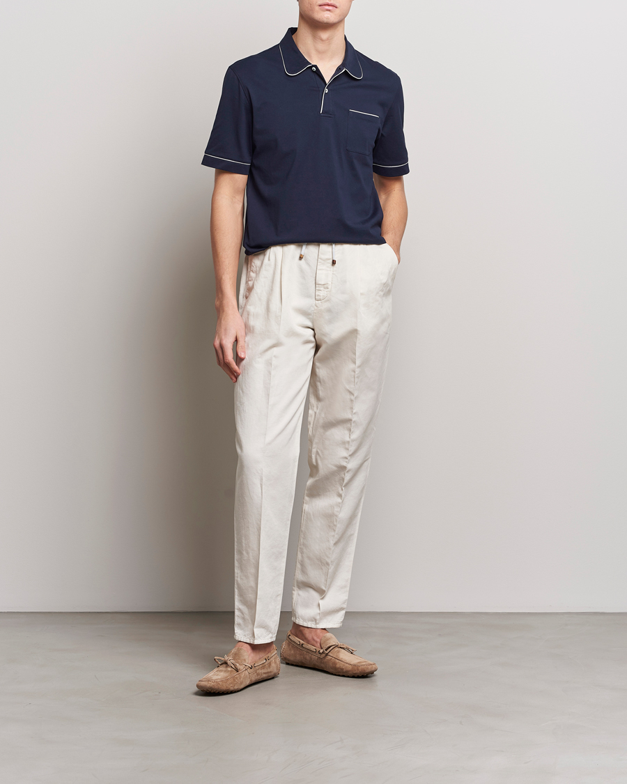 Herr | Pikéer | Brunello Cucinelli | Short Sleeve Resort Polo Navy