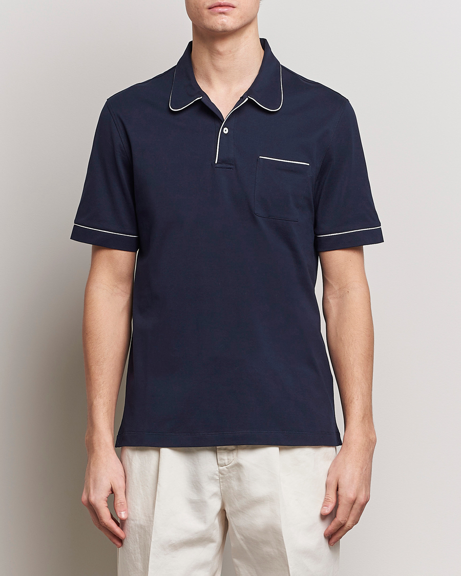 Herr | Italian Department | Brunello Cucinelli | Short Sleeve Resort Polo Navy