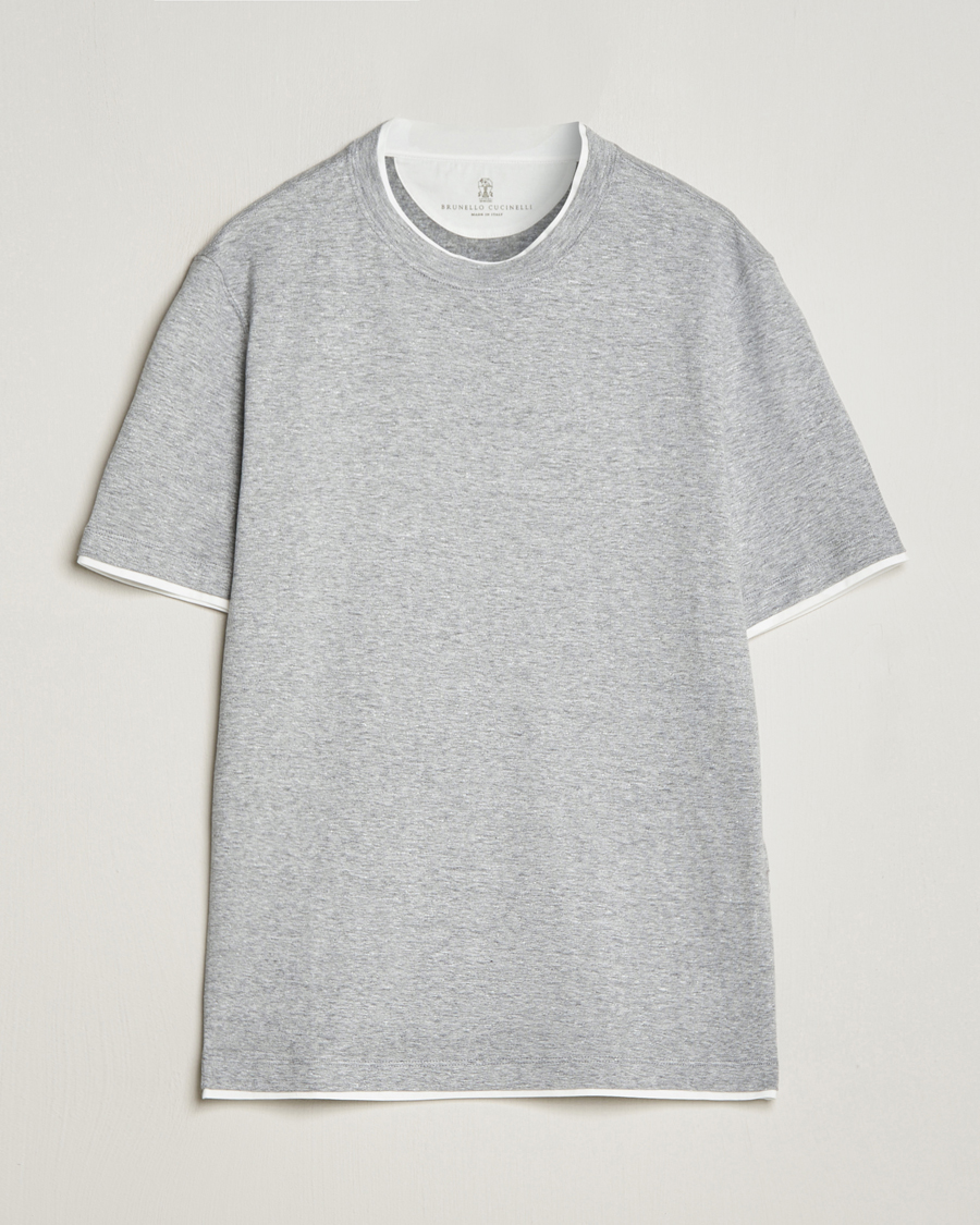 Herr | T-Shirts | Brunello Cucinelli | Cotton/Linen T-Shirt Light Grey