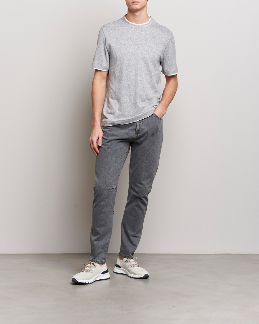 Herr | T-Shirts | Brunello Cucinelli | Cotton/Linen T-Shirt Light Grey