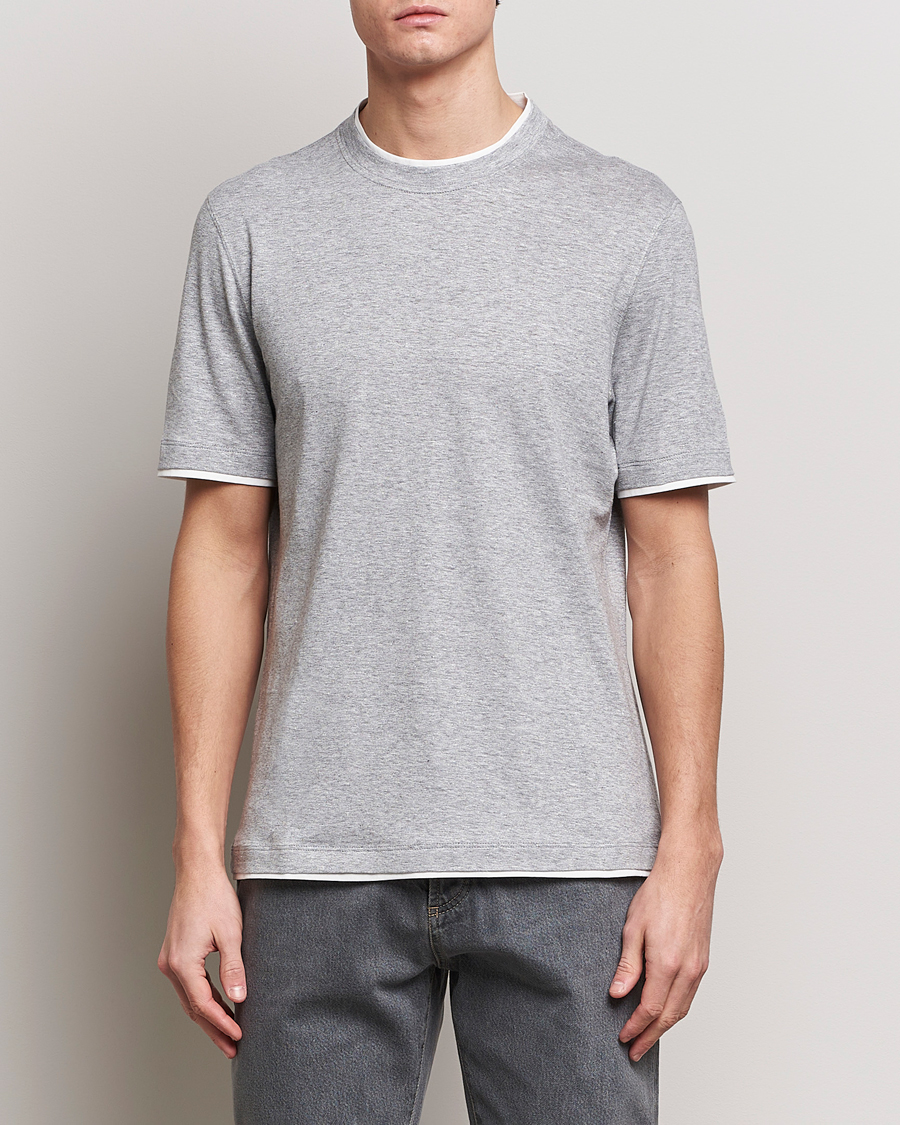 Herr | Kortärmade t-shirts | Brunello Cucinelli | Cotton/Linen T-Shirt Light Grey