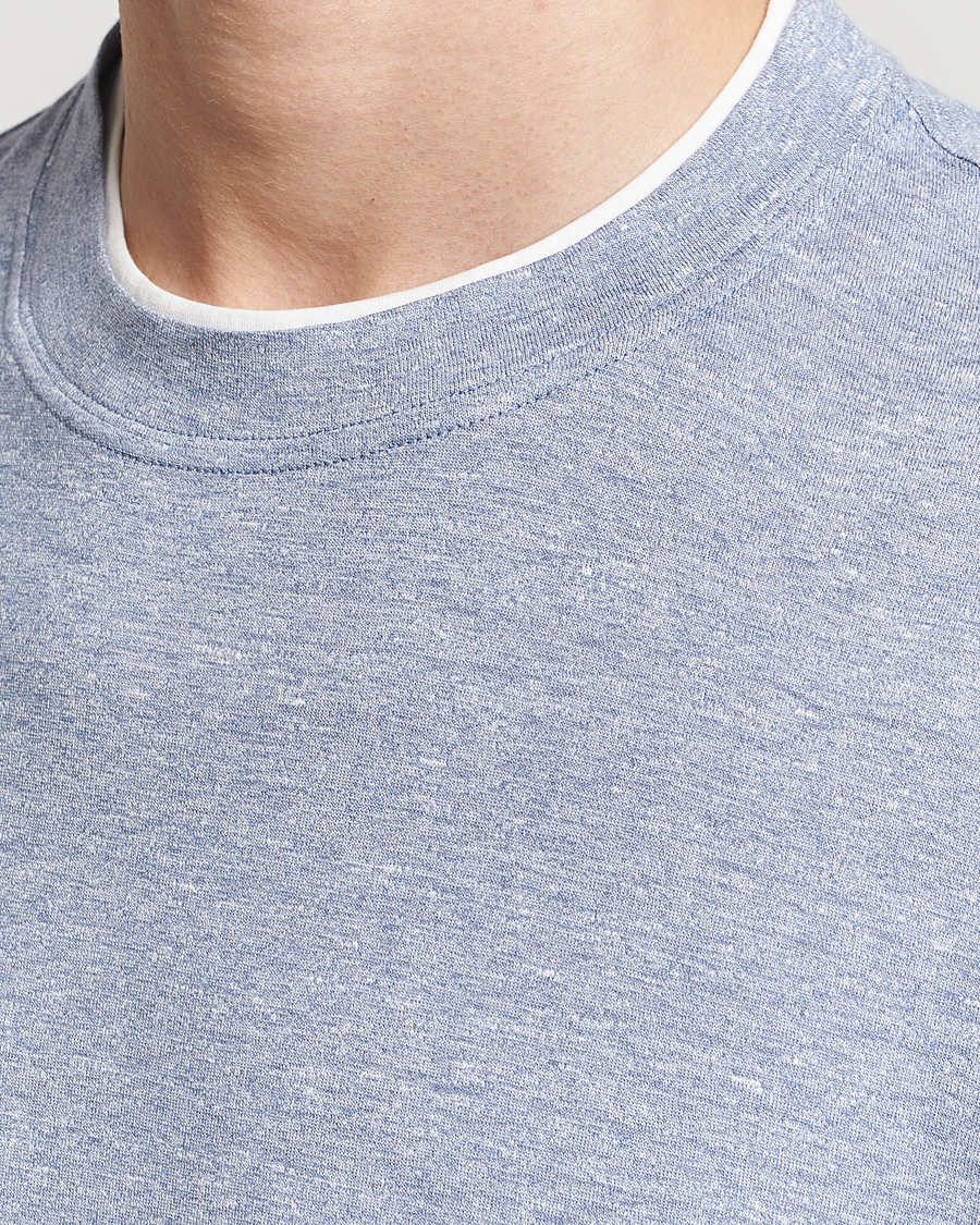 Herr | T-Shirts | Brunello Cucinelli | Cotton/Linen T-Shirt Light Blue