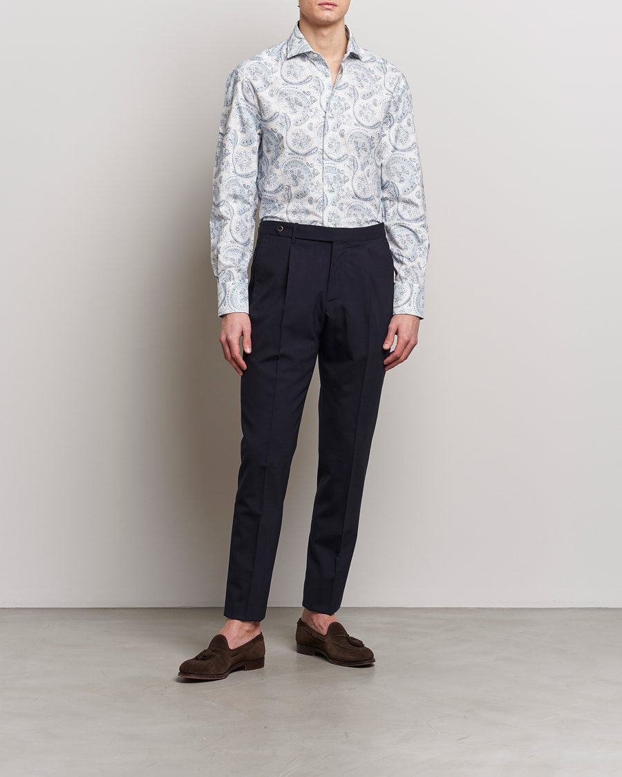 Herr | Skjortor | Brunello Cucinelli | Slim Fit Paisley Shirt Light Blue
