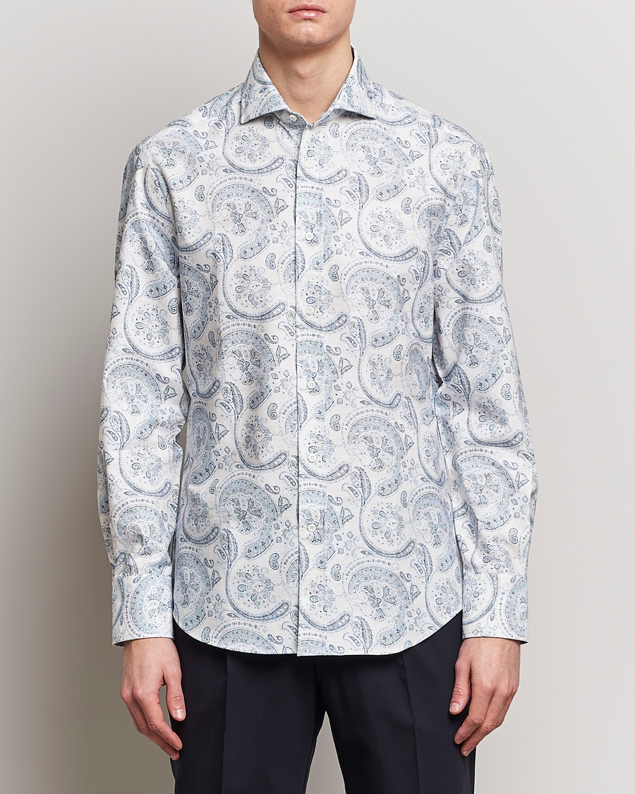Herr | Skjortor | Brunello Cucinelli | Slim Fit Paisley Shirt Light Blue