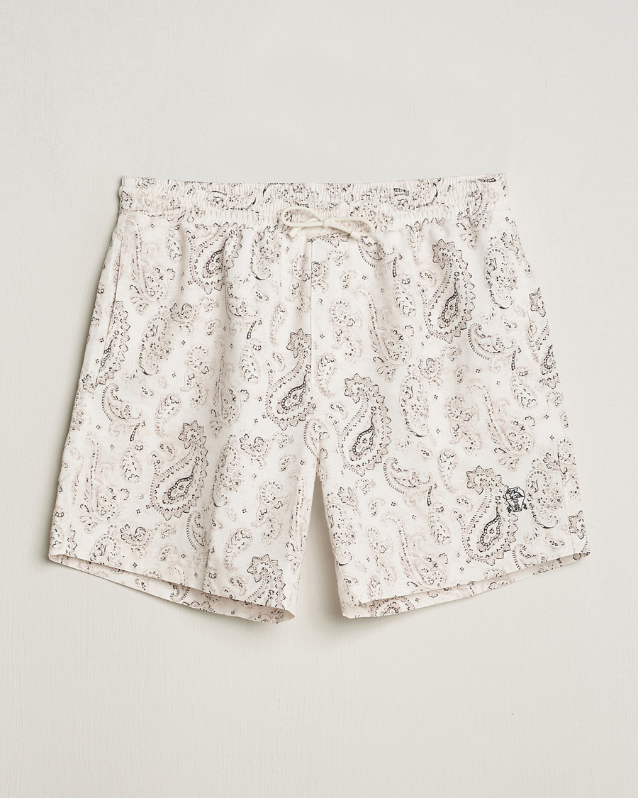 Herr | Badbyxor | Brunello Cucinelli | Paisley Swim Trunks Light Beige