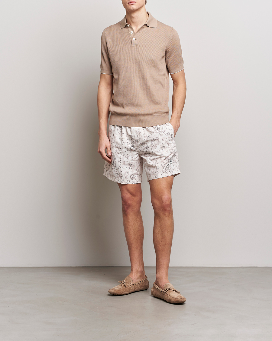 Herr | Badbyxor | Brunello Cucinelli | Paisley Swim Trunks Light Beige
