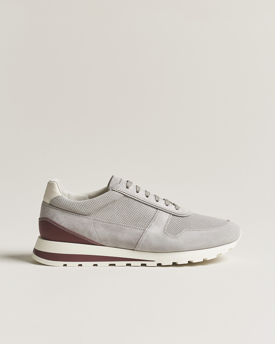 Herr | Brunello Cucinelli Perforated Running Sneakers Grey Suede | Brunello Cucinelli | Perforated Running Sneakers Grey Suede