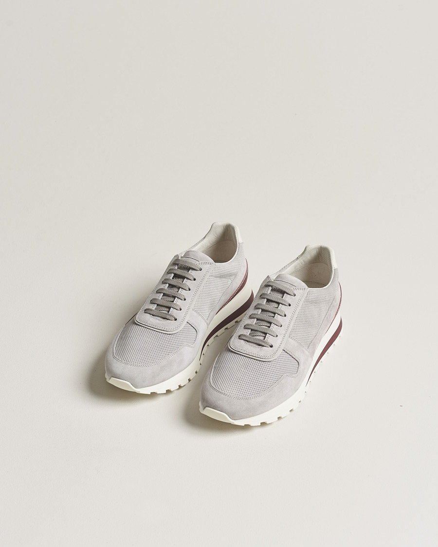 Herr | Avdelningar | Brunello Cucinelli | Perforated Running Sneakers Grey Suede