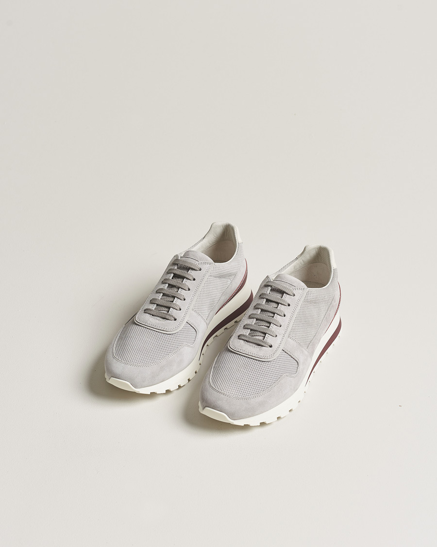 Herr | Brunello Cucinelli Perforated Running Sneakers Grey Suede | Brunello Cucinelli | Perforated Running Sneakers Grey Suede