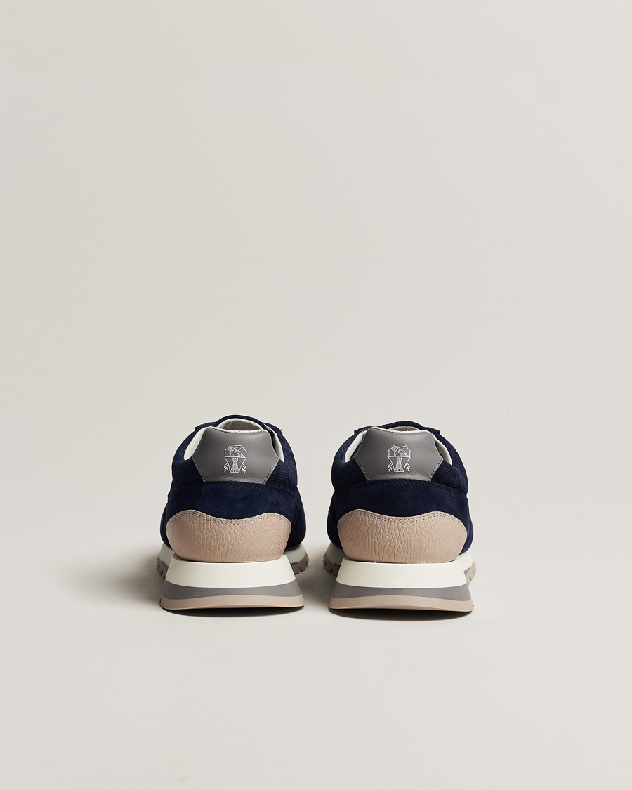 Herr | Brunello Cucinelli Perforated Running Sneakers Navy Suede | Brunello Cucinelli | Perforated Running Sneakers Navy Suede