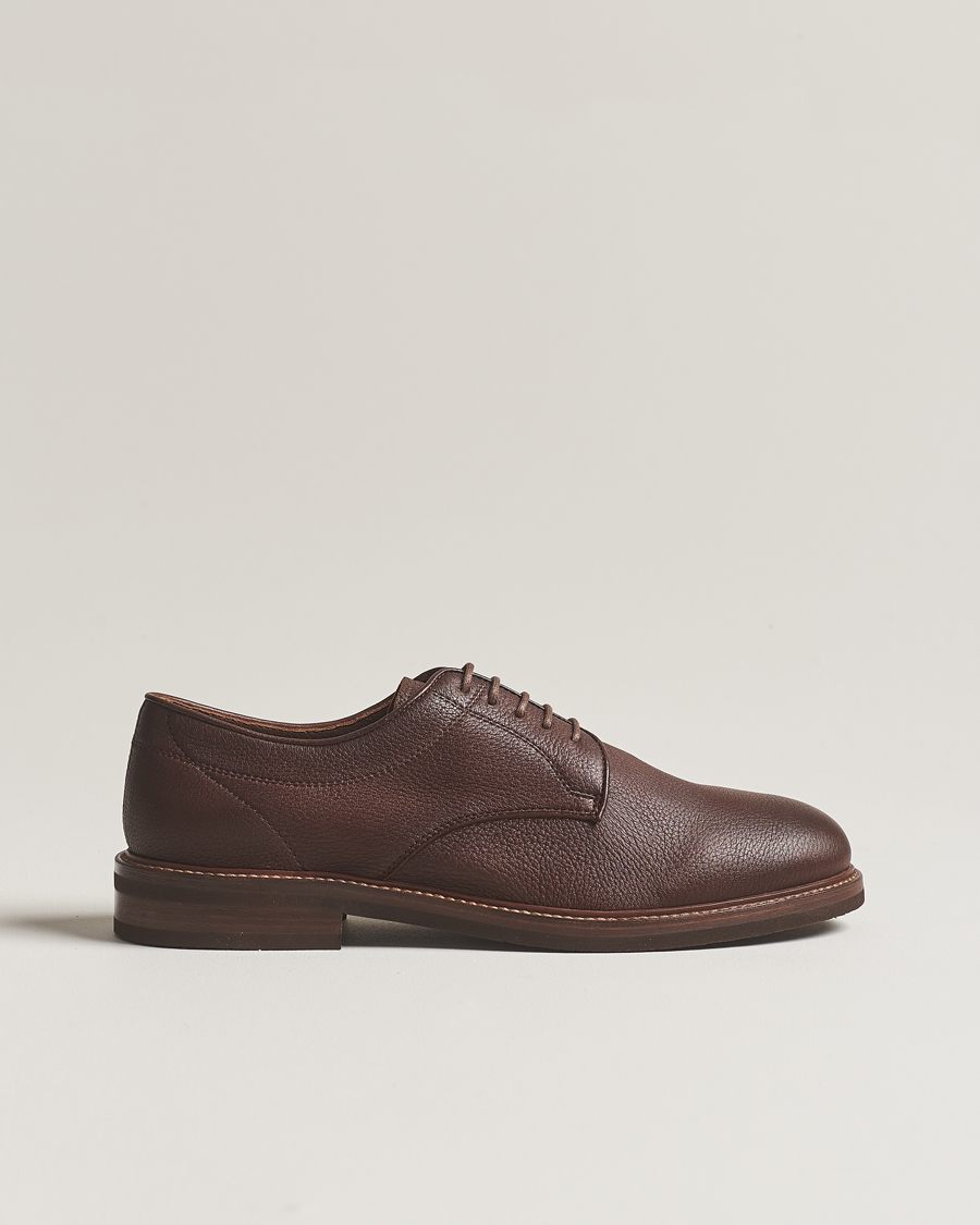 Herr | Brunello Cucinelli Plain Toe Derby Dark Brown Deerskin | Brunello Cucinelli | Plain Toe Derby Dark Brown Deerskin