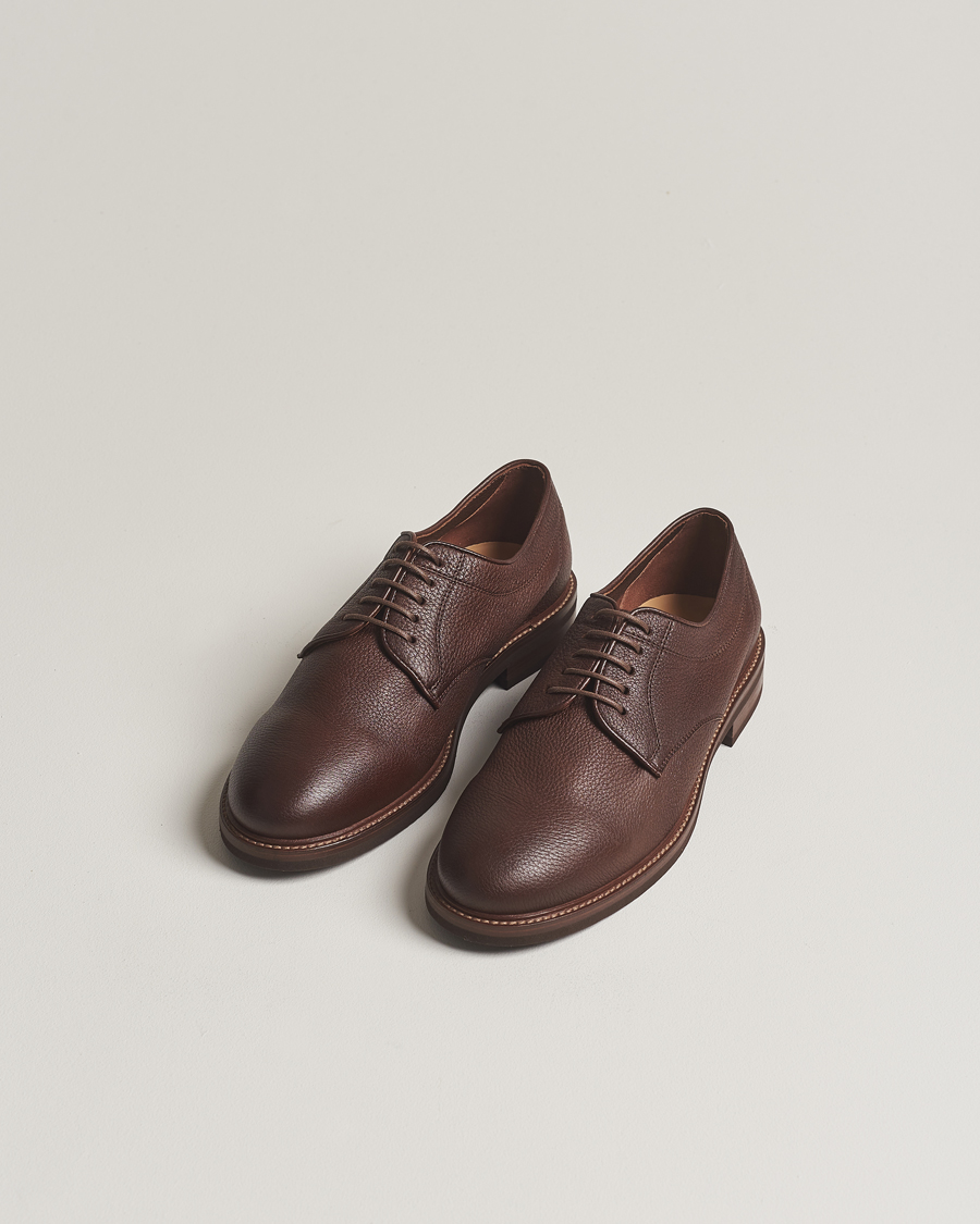 Herr | Brunello Cucinelli Plain Toe Derby Dark Brown Deerskin | Brunello Cucinelli | Plain Toe Derby Dark Brown Deerskin