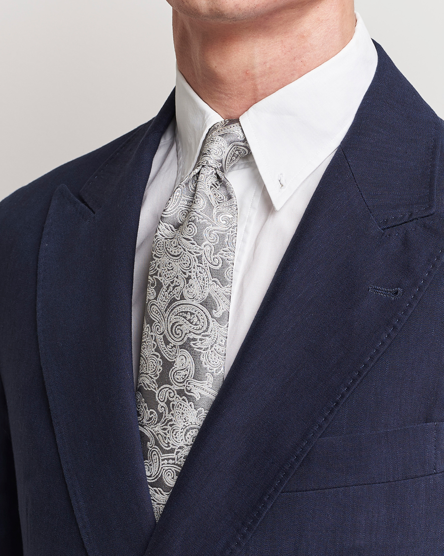 Herre | Luxury Brands | Brunello Cucinelli | Paisley Silk Tie Grey