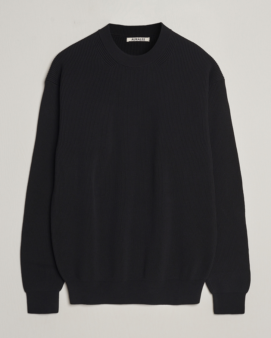 Herr | Tröjor | Auralee | Hard Twist Rib Knit Pullover Black