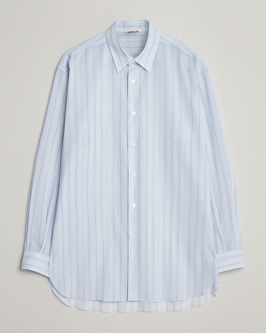 Herr |  | Auralee | Hard Twist Light Cotton Shirt Light Blue Stripe