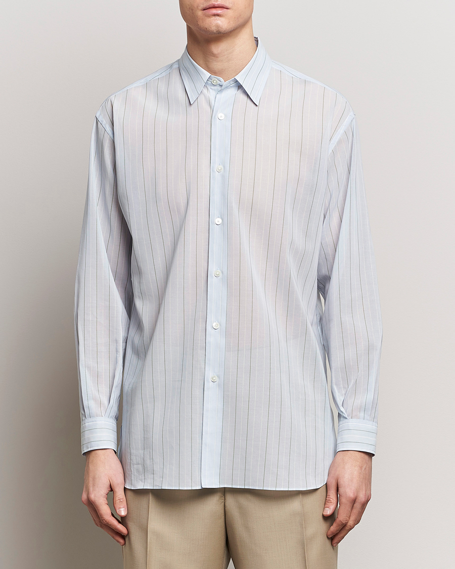 Herr |  | Auralee | Hard Twist Light Cotton Shirt Light Blue Stripe