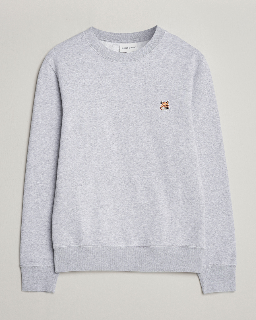 Herr | Tröjor | Maison Kitsuné | Fox Head Sweatshirt Light Grey Melange