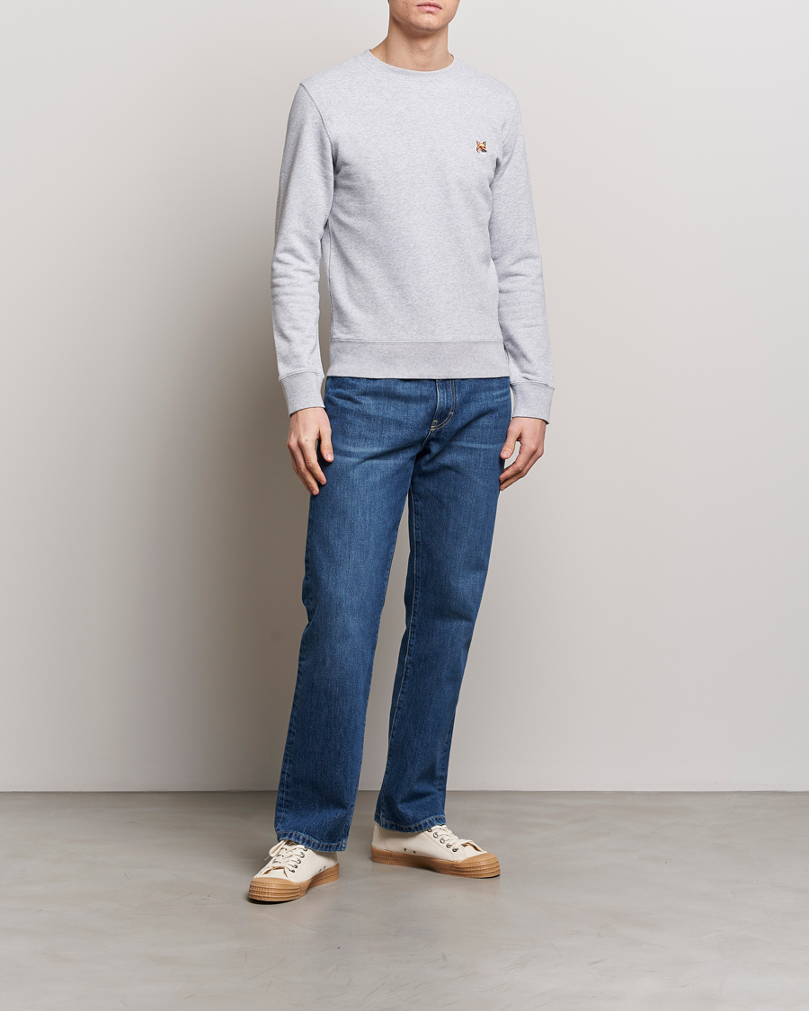Herr | Tröjor | Maison Kitsuné | Fox Head Sweatshirt Light Grey Melange