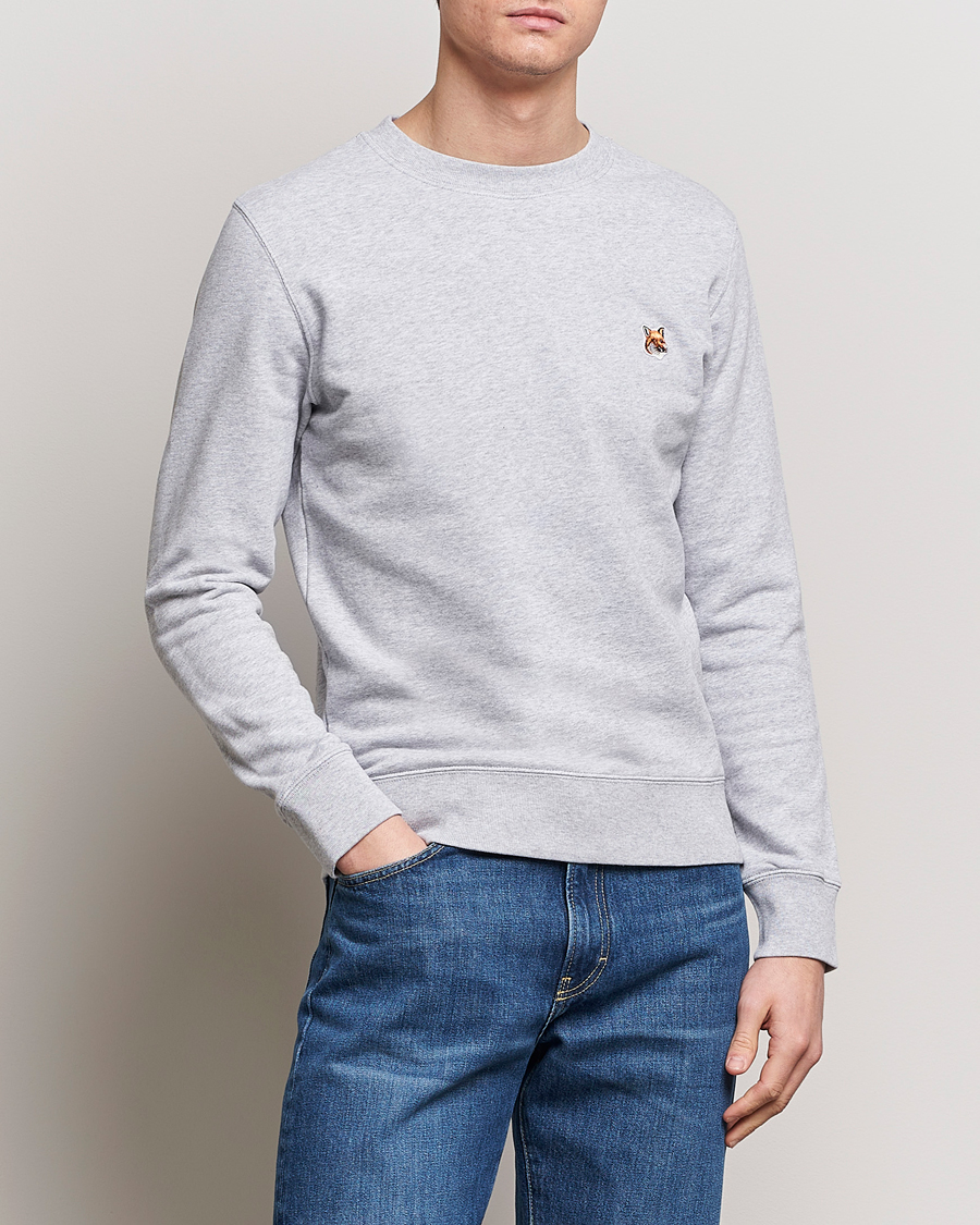 Herr | Kläder | Maison Kitsuné | Fox Head Sweatshirt Light Grey Melange