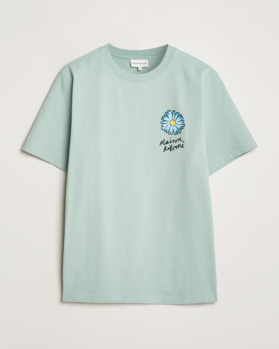 Herr | T-Shirts | Maison Kitsuné | Floating Flower T-Shirt Seafoam Blue