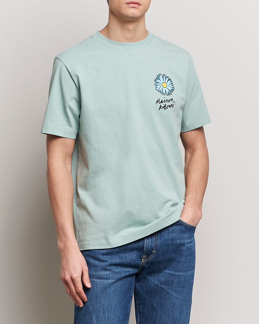 Herr | Contemporary Creators | Maison Kitsuné | Floating Flower T-Shirt Seafoam Blue