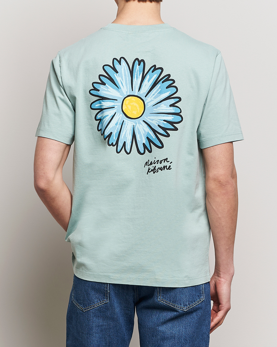 Herr | T-Shirts | Maison Kitsuné | Floating Flower T-Shirt Seafoam Blue