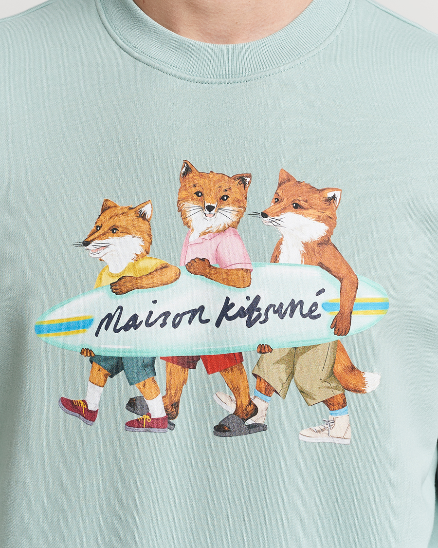 Herr | Tröjor | Maison Kitsuné | Surfing Foxes Sweatshirt Seafoam Blue