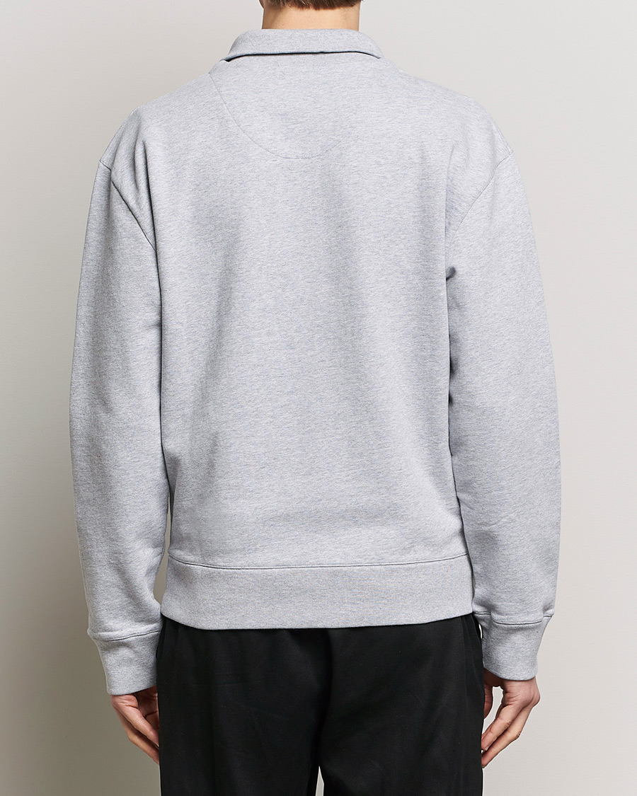 Herr | Tröjor | Maison Kitsuné | Fox Head Half Zip Sweatshirt Light Grey Melange