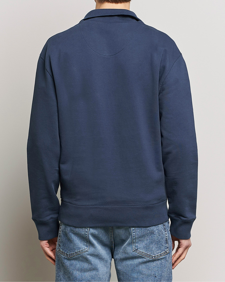 Herr | Tröjor | Maison Kitsuné | Fox Head Half Zip Sweatshirt Ink Blue