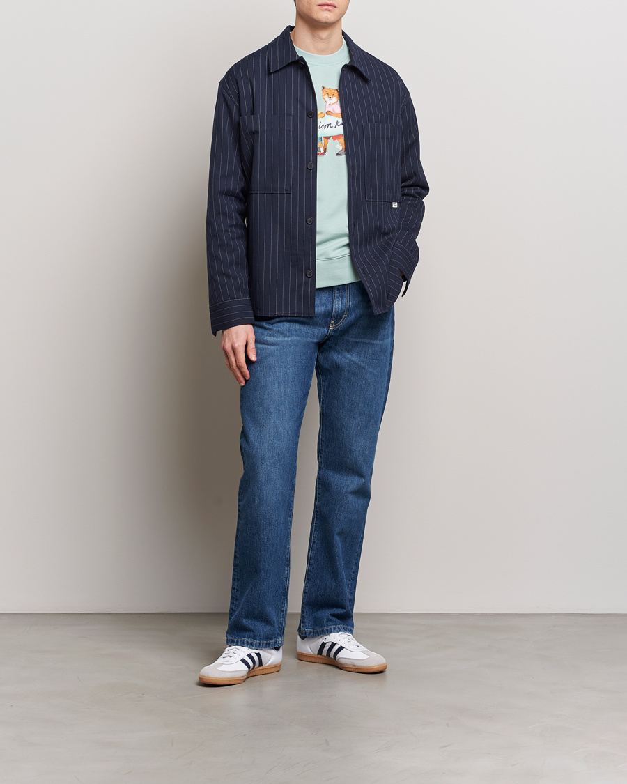 Herr | Jackor | Maison Kitsuné | Pinstriped Overshirt Navy