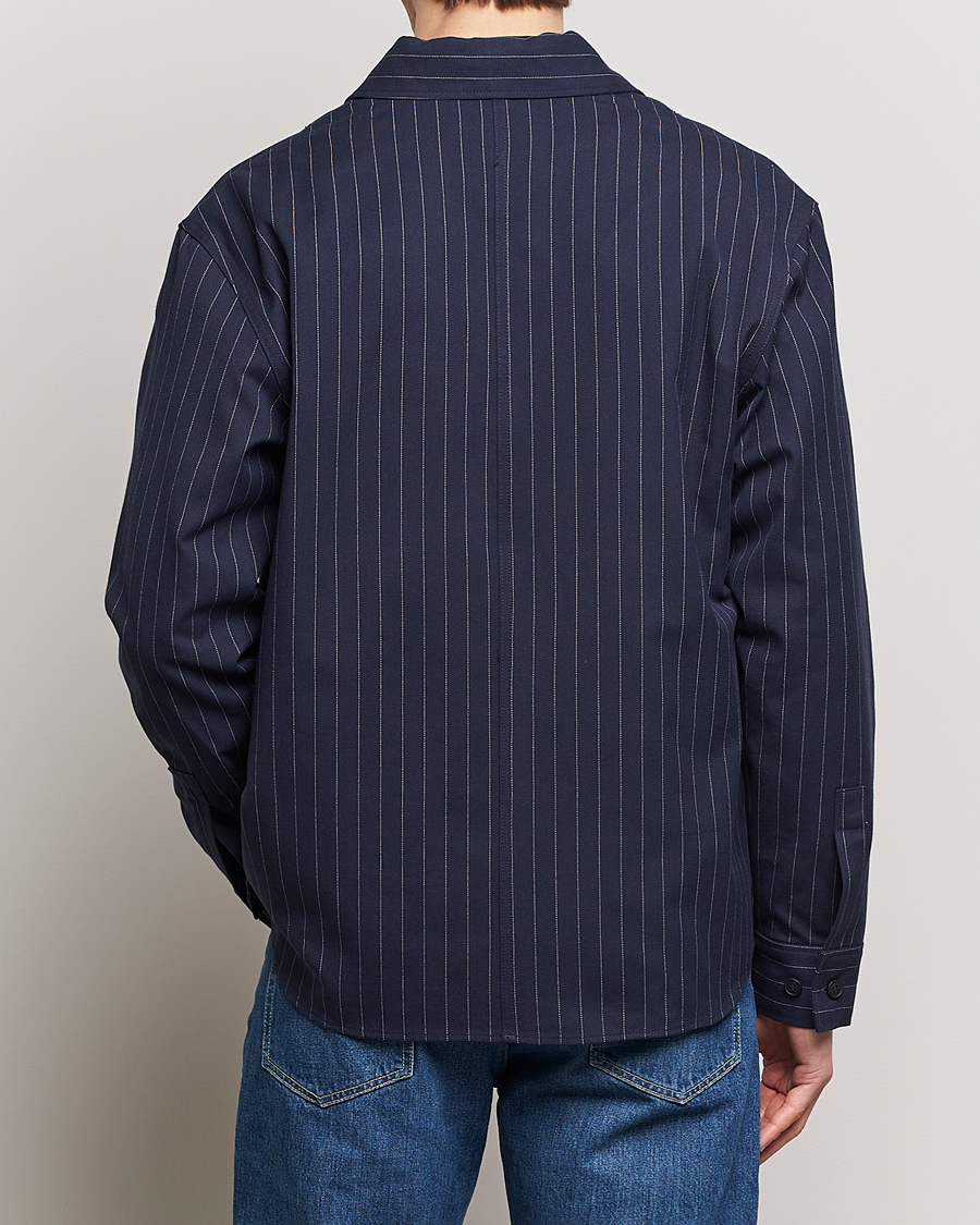 Herr | Jackor | Maison Kitsuné | Pinstriped Overshirt Navy