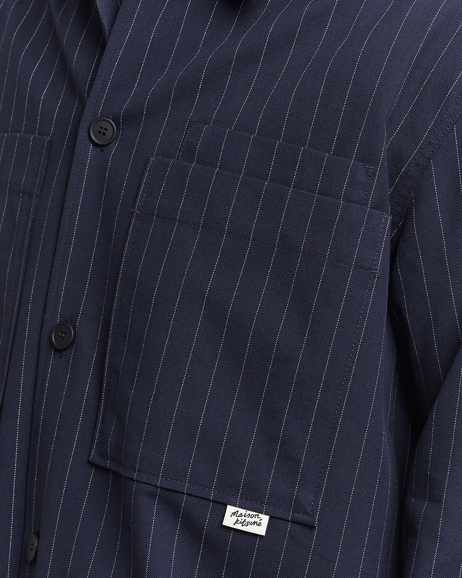 Herr | Jackor | Maison Kitsuné | Pinstriped Overshirt Navy
