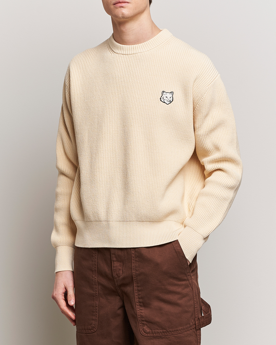 Herr | Contemporary Creators | Maison Kitsuné | Tonal Fox Ribbed Crew Neck Paper