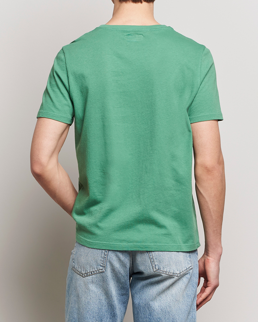 Herr | T-Shirts | Merz b. Schwanen | Organic Cotton Washed Crew Neck T-Shirt Grass Green