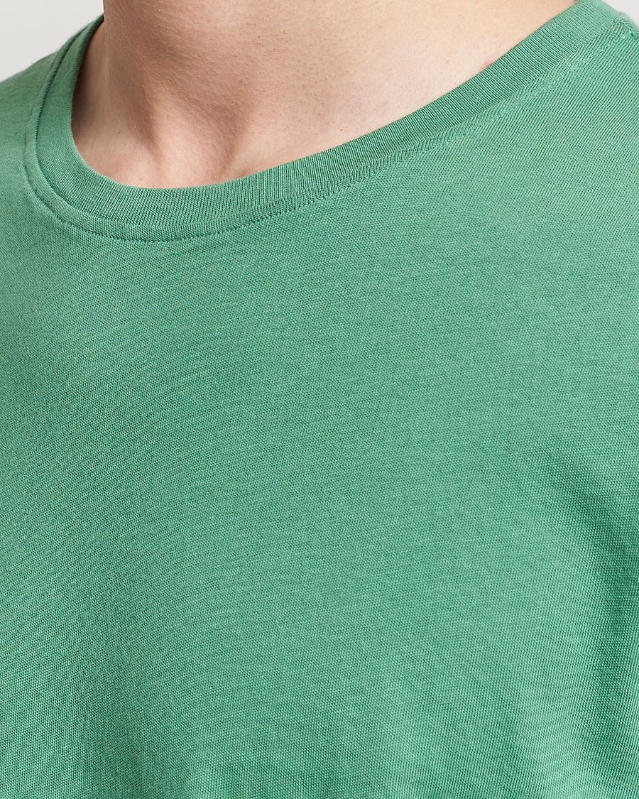 Herr | T-Shirts | Merz b. Schwanen | Organic Cotton Washed Crew Neck T-Shirt Grass Green