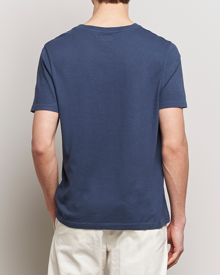 Herr | T-Shirts | Merz b. Schwanen | Organic Cotton Washed Crew Neck T-Shirt Denim Blue