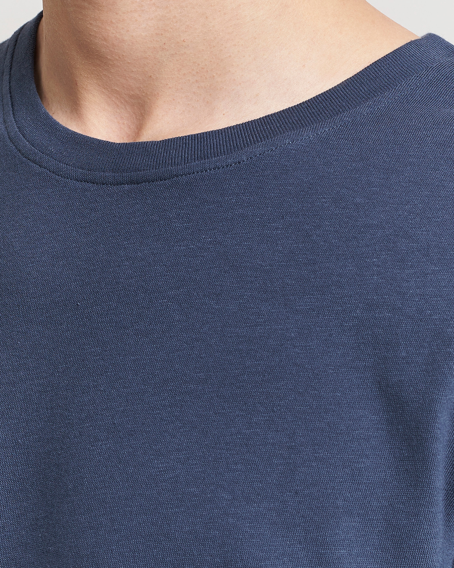 Herr | T-Shirts | Merz b. Schwanen | Organic Cotton Washed Crew Neck T-Shirt Denim Blue