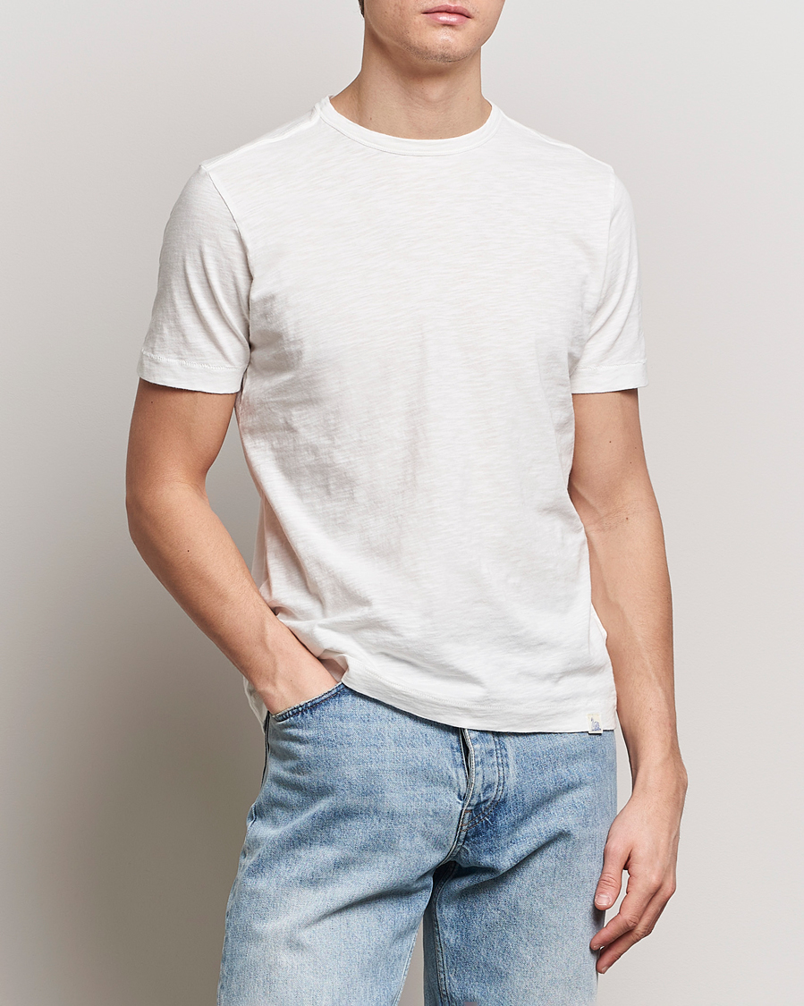 Herre |  | Merz b. Schwanen | Organic Pima Cotton Slub Crew Neck T-Shirt White