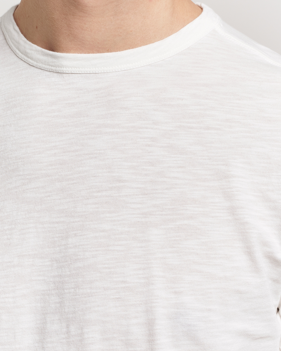 Herr | T-Shirts | Merz b. Schwanen | Organic Pima Cotton Slub Crew Neck T-Shirt White