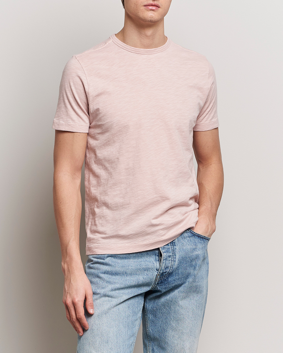 Herre | Kortærmede t-shirts | Merz b. Schwanen | Organic Pima Cotton Slub Crew Neck T-Shirt Dusted Pink