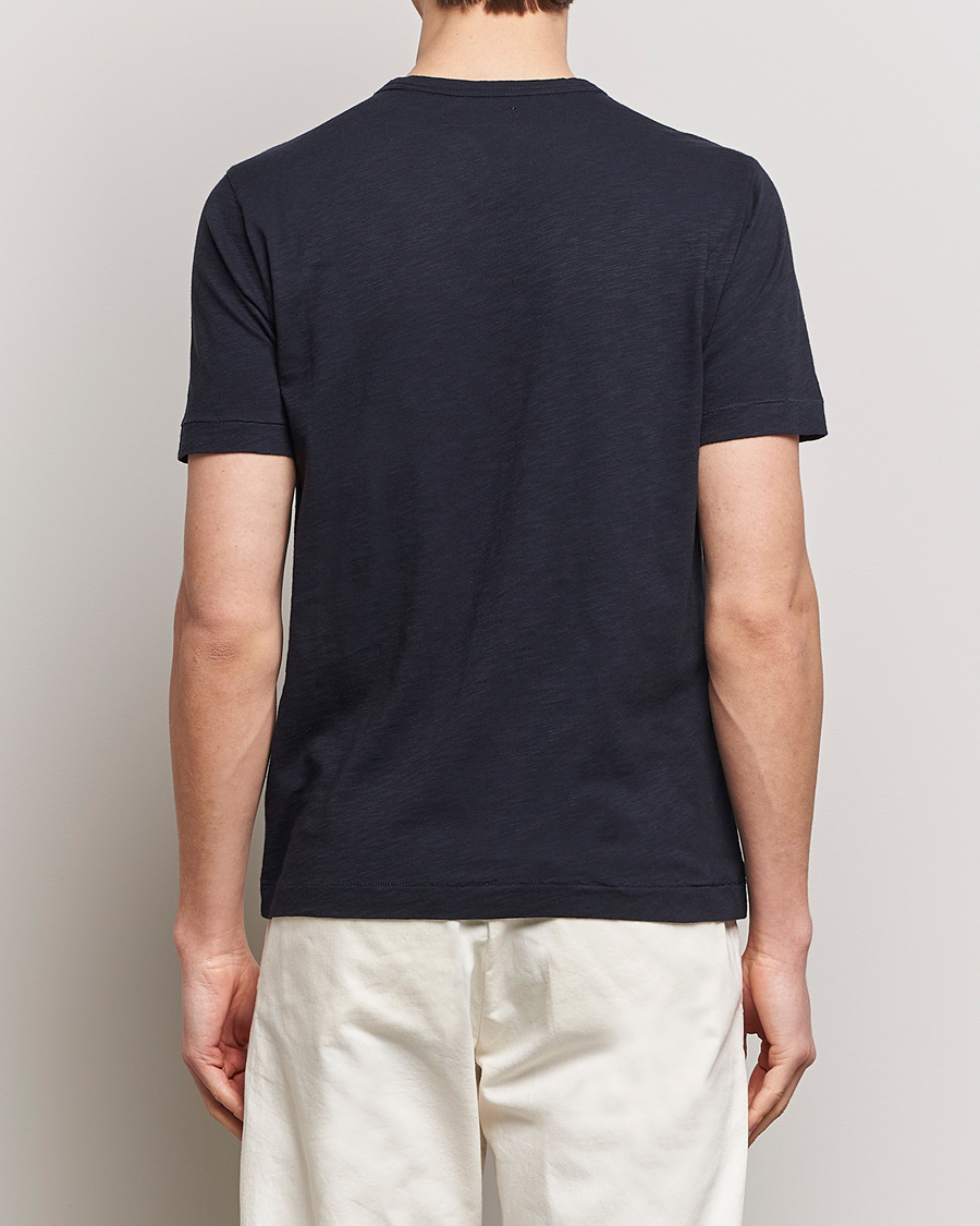 Herr | T-Shirts | Merz b. Schwanen | Organic Pima Cotton Slub Crew Neck T-Shirt Dark Navy