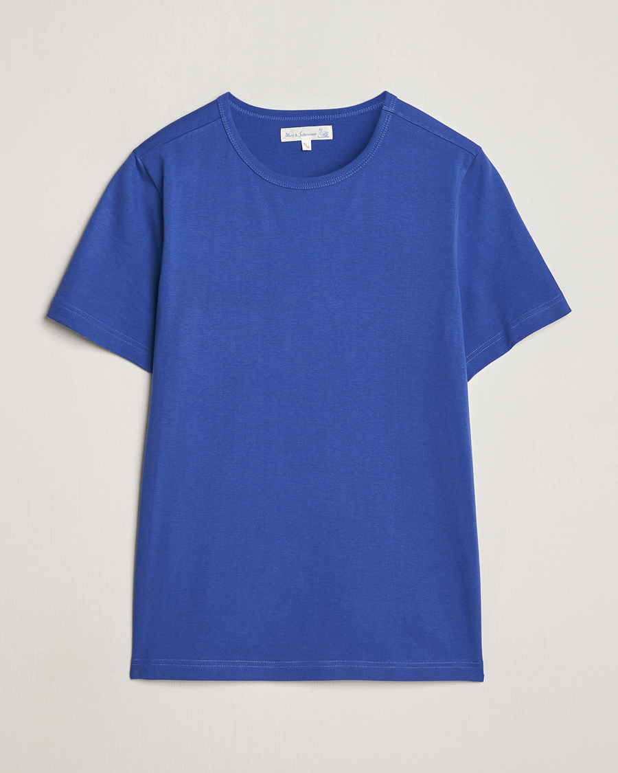 Herr | T-Shirts | Merz b. Schwanen | 1950s Classic Loopwheeled T-Shirt Vintage Blue