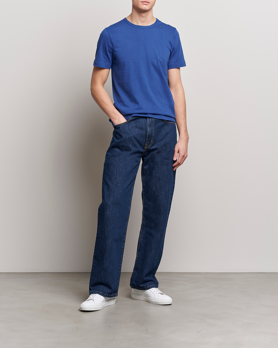 Herr | T-Shirts | Merz b. Schwanen | 1950s Classic Loopwheeled T-Shirt Vintage Blue