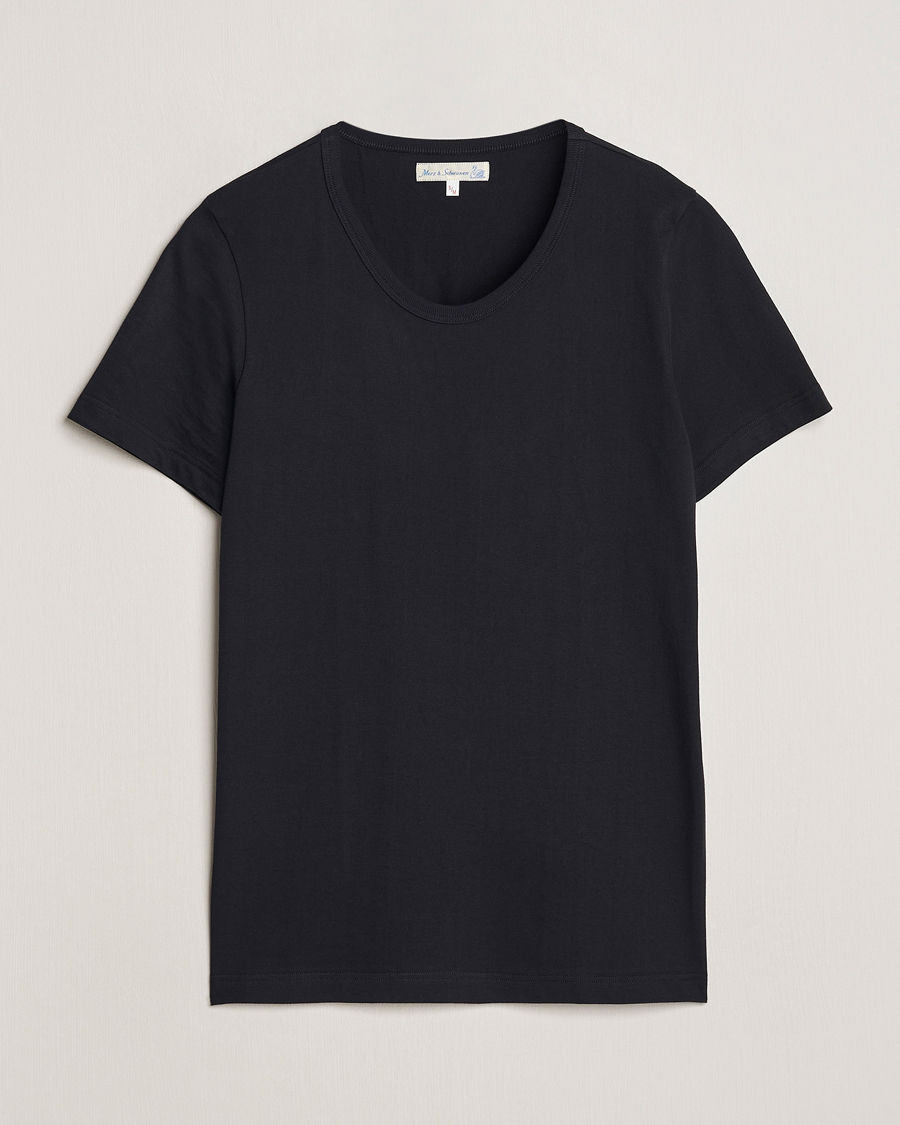 Herr | T-Shirts | Merz b. Schwanen | 1970s Classic Loopwheeled V-Neck T-Shirt Black