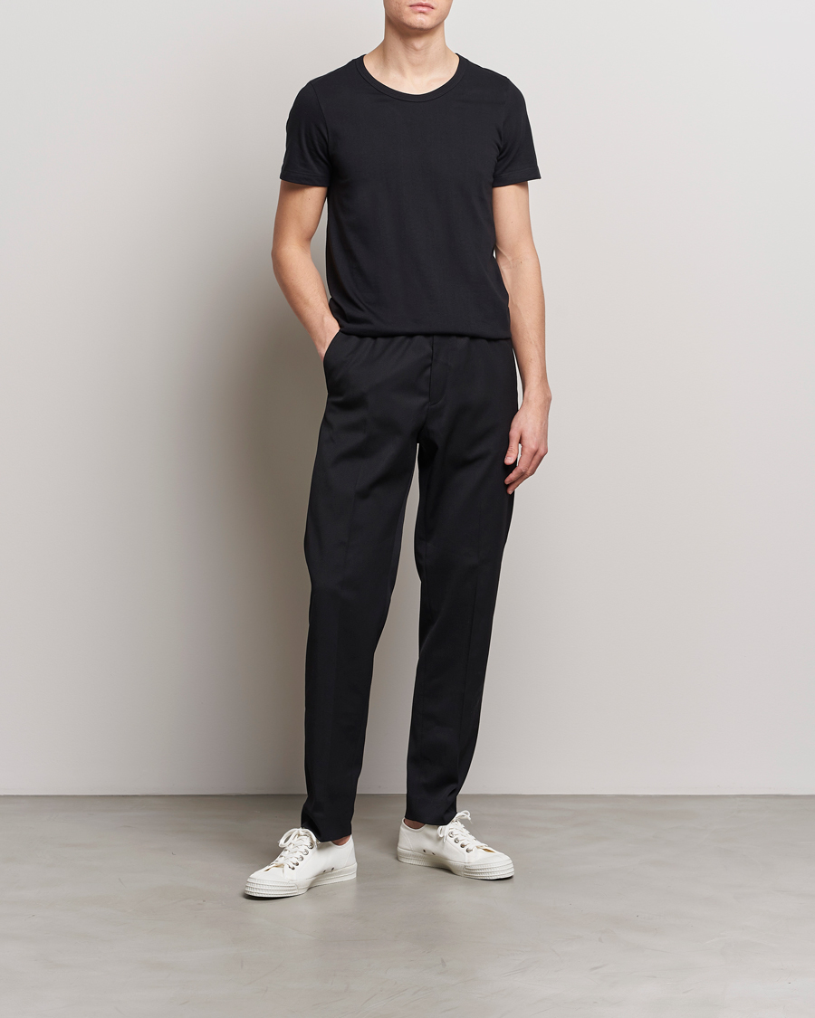 Herr | T-Shirts | Merz b. Schwanen | 1970s Classic Loopwheeled V-Neck T-Shirt Black