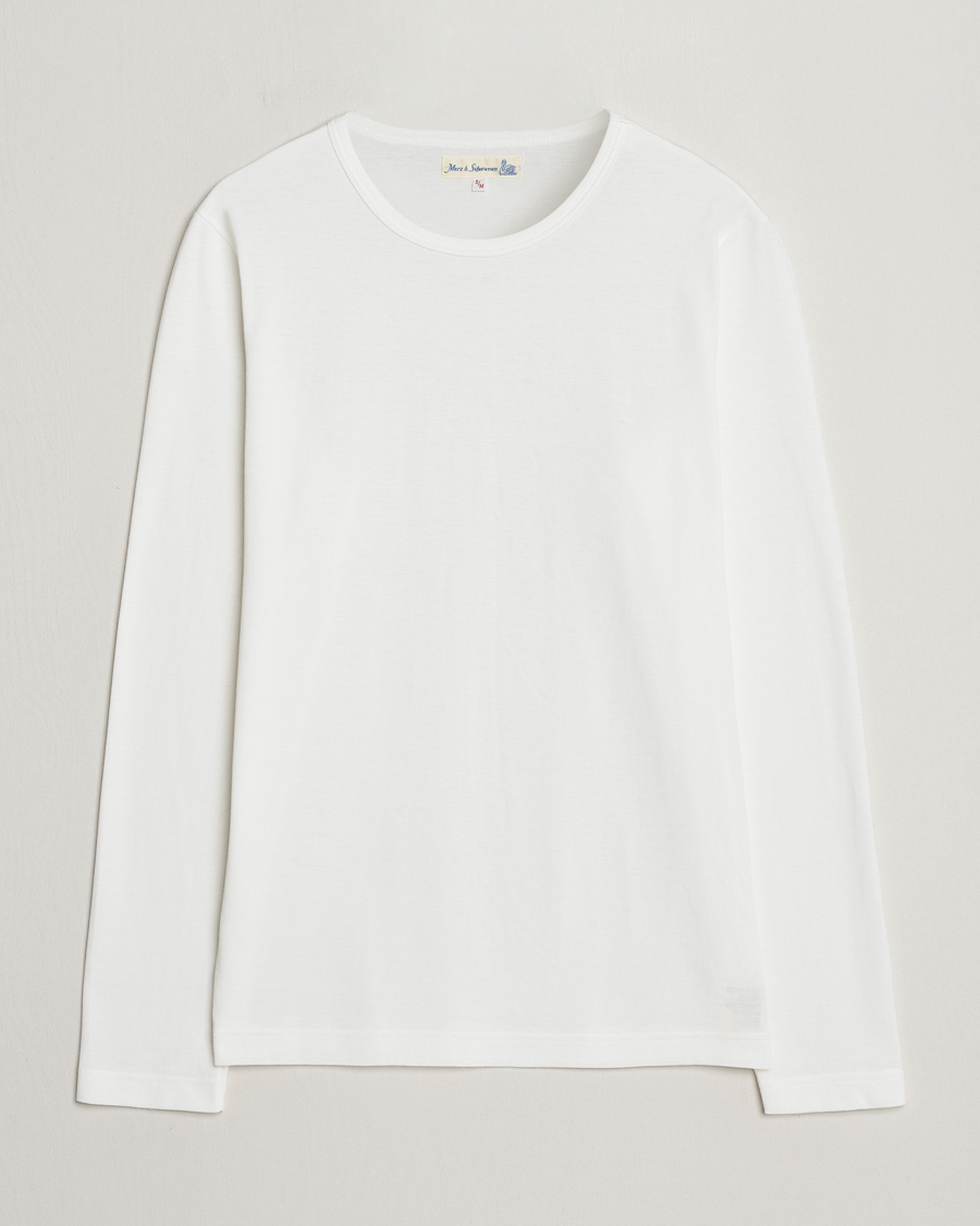 Herr | T-Shirts | Merz b. Schwanen | 1950s Classic Loopwheeled Longsleeve T-Shirt White