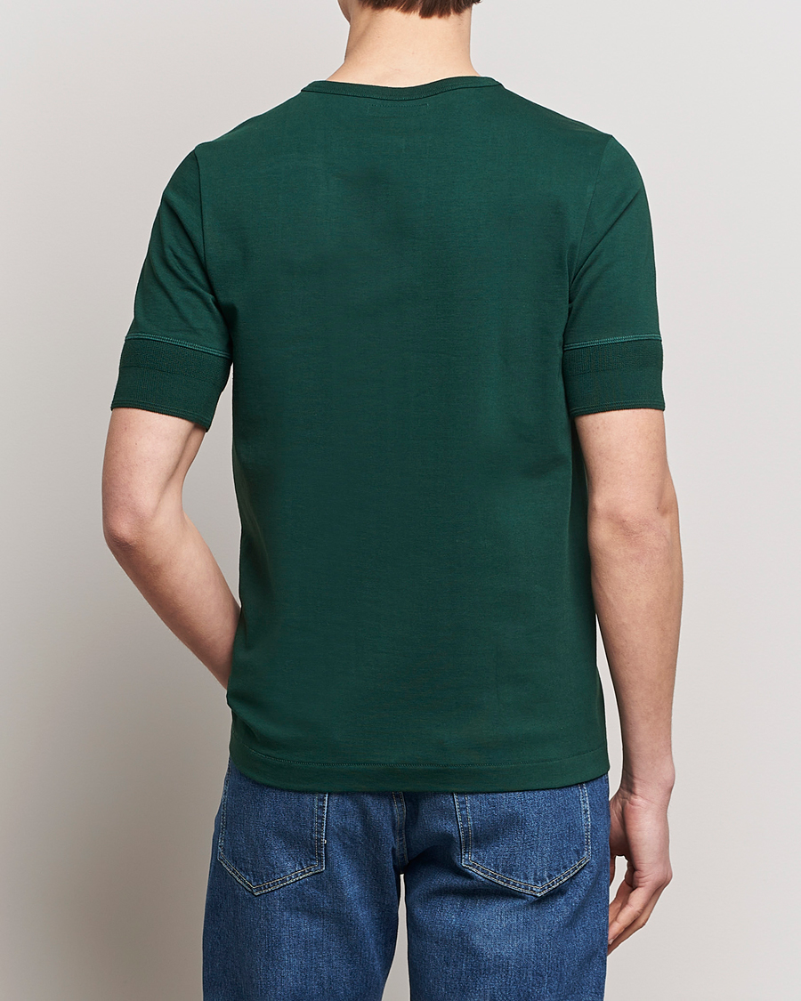 Herr | T-Shirts | Merz b. Schwanen | Short Sleeve Organic Cotton Henley Classic Green