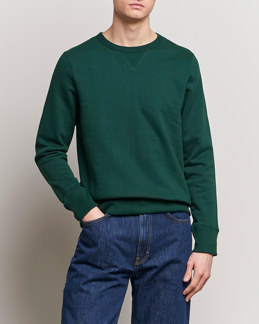 Herr | Sweatshirts | Merz b. Schwanen | Organic Cotton Crew Neck Sweatshirt Classic Green
