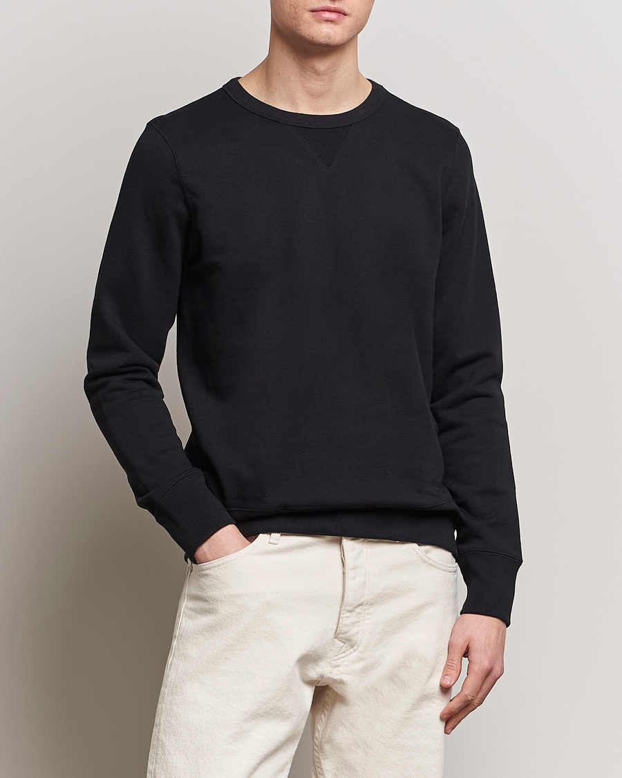 Herr | Sweatshirts | Merz b. Schwanen | Organic Cotton Crew Neck Sweatshirt Black