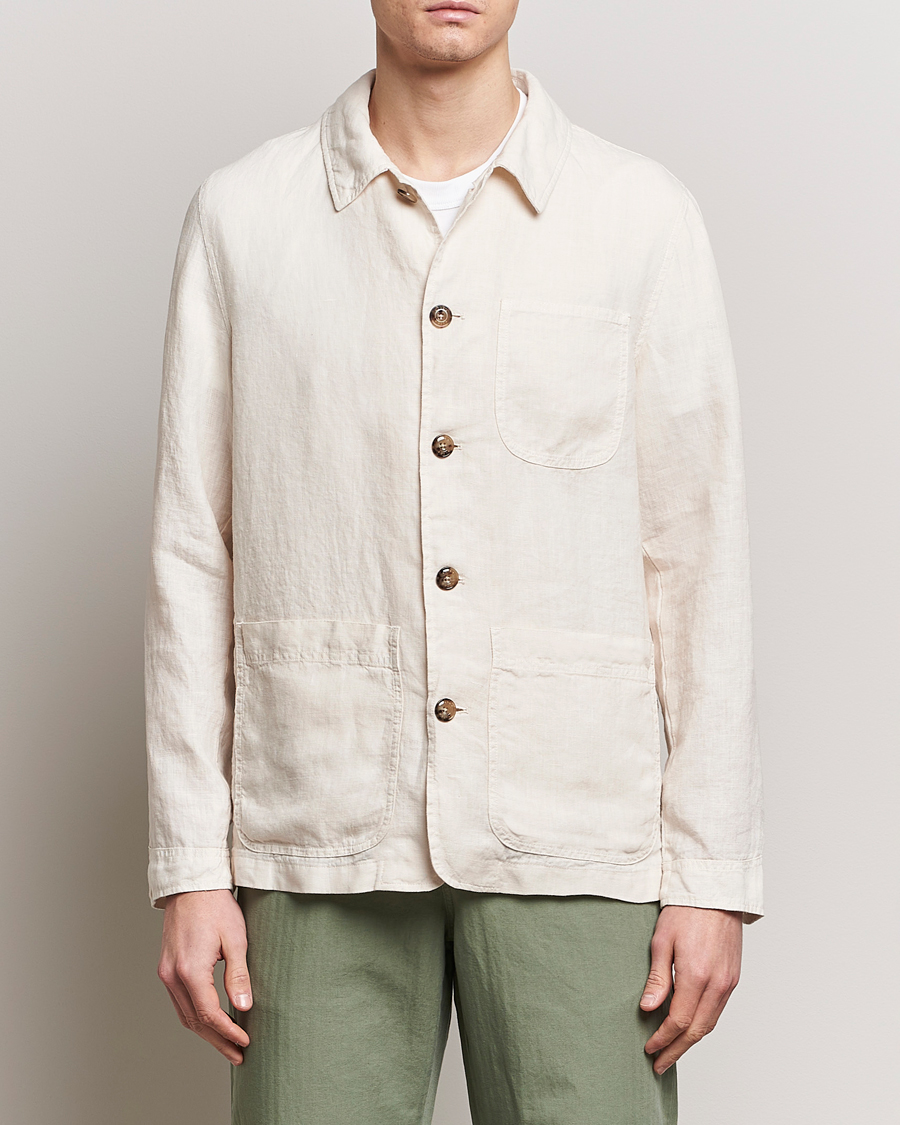 Herr | Overshirts | Altea | Linen Shirt Jacket Beige